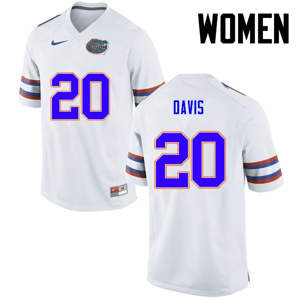 Florida Gators Women #20 Malik Davis College Football Jersey White